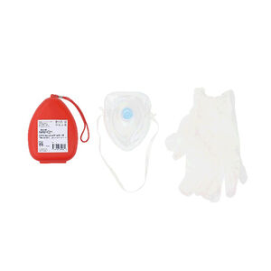 CPR Rescue Mask Kit, All-in-one kit includes mask, optional oxygen port, vinyl gloves, and hard case